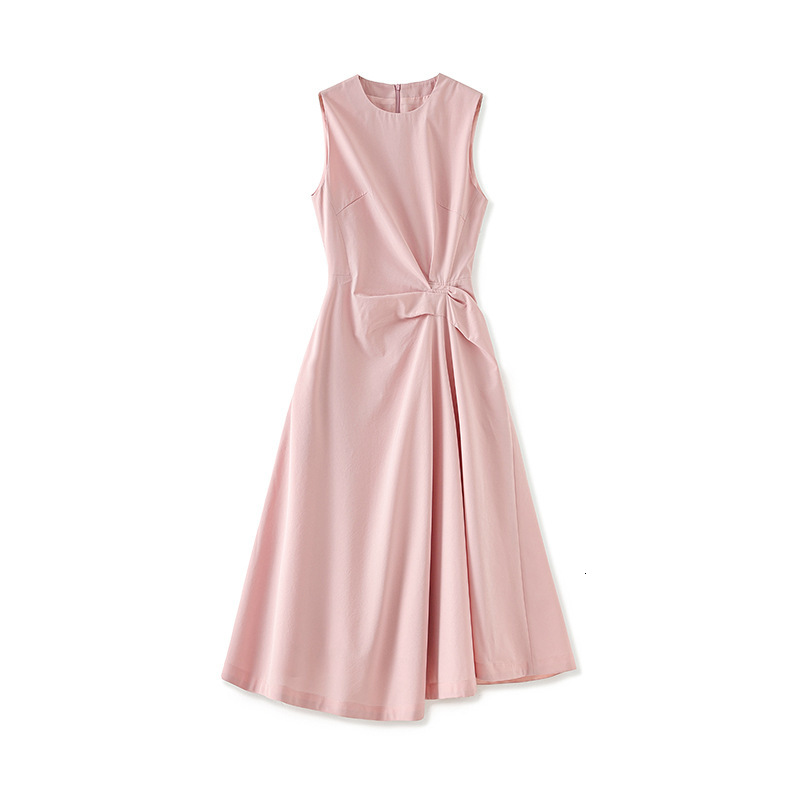 2025 French style elegant, simple and unique long skirt elegant waist pleated sleeveless dress trend summer southern oil new designer dress