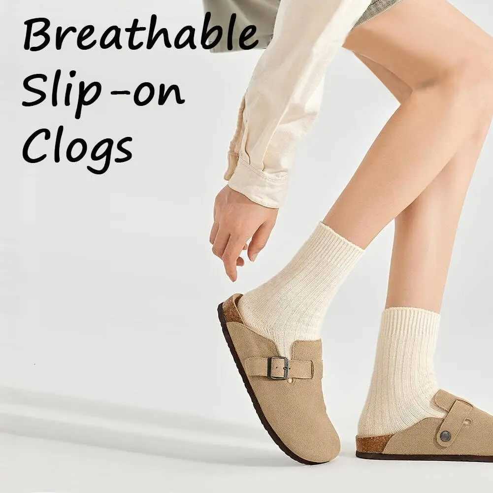 Crestar Cork Suede Mules Slippers for Women Fashion Men Clogs Shoes Classic Cork Anti-Slip Outdoor Slippers with Arch Support W250805