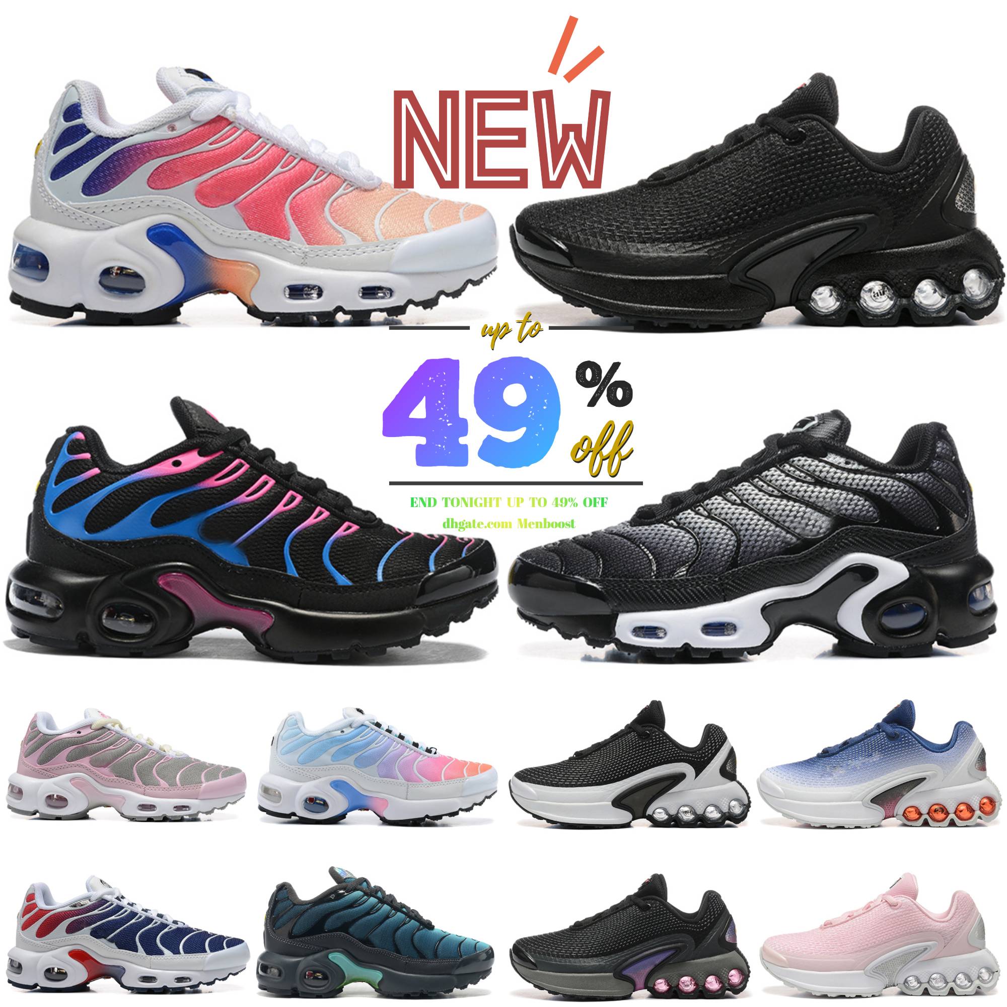 Designer toddler kids tn Breathable Rain bow Mesh Running Sneakers Dns tns Cushion children pour enfants Athletic sport Shoes Plus Requin trainers tnplus size 26-35