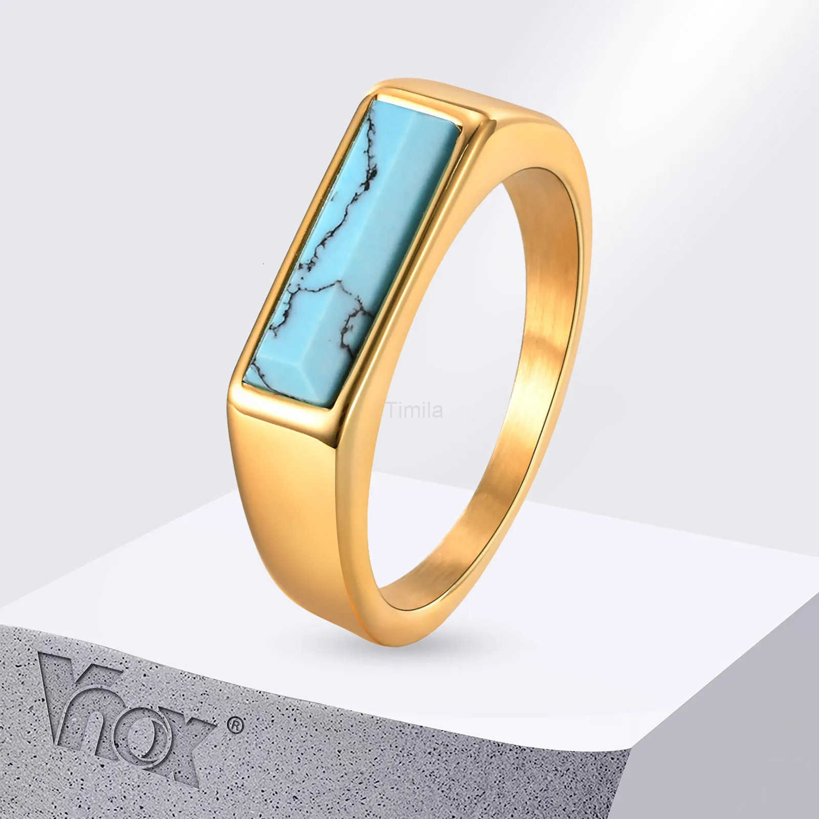 Natural Stone Signet Rings for Men Women Unisex Gold Plated Stainless Steel Finger Band Fraternal Ring Gift U250805