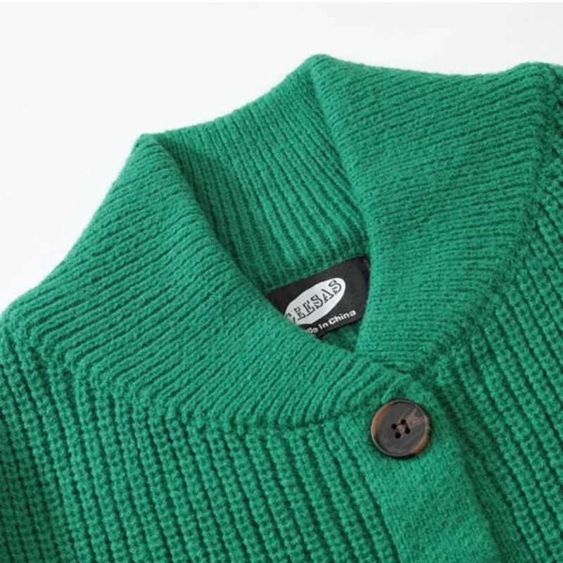 Knitted Sweaters for Men Round Collar Man Clothes Jacket Solid Color Coat Crewneck Plain Green Cardigan High Quality Replica X S XJ250805