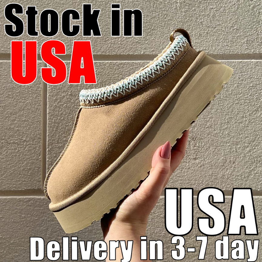 Tasman Slippers Tazz slides classic ultra mini platform boot Suede Shearling Disquette Slipper men women shoes Ankle mules winter designer booties Size 35-47