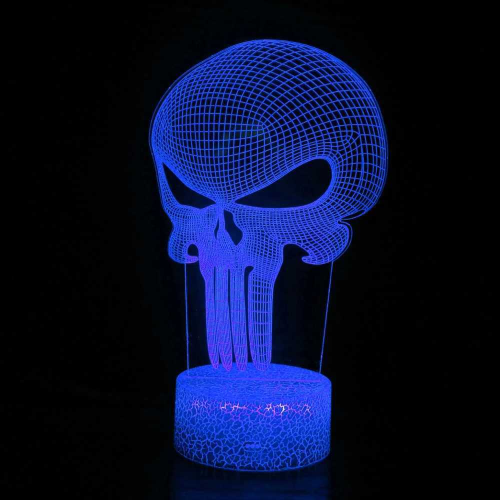 3D Skull Night Light Halloween Decoration Lights 7 Color Changing LED Desk Lamp Touch Button Room Decor Gift for Kids Teens XJ250804