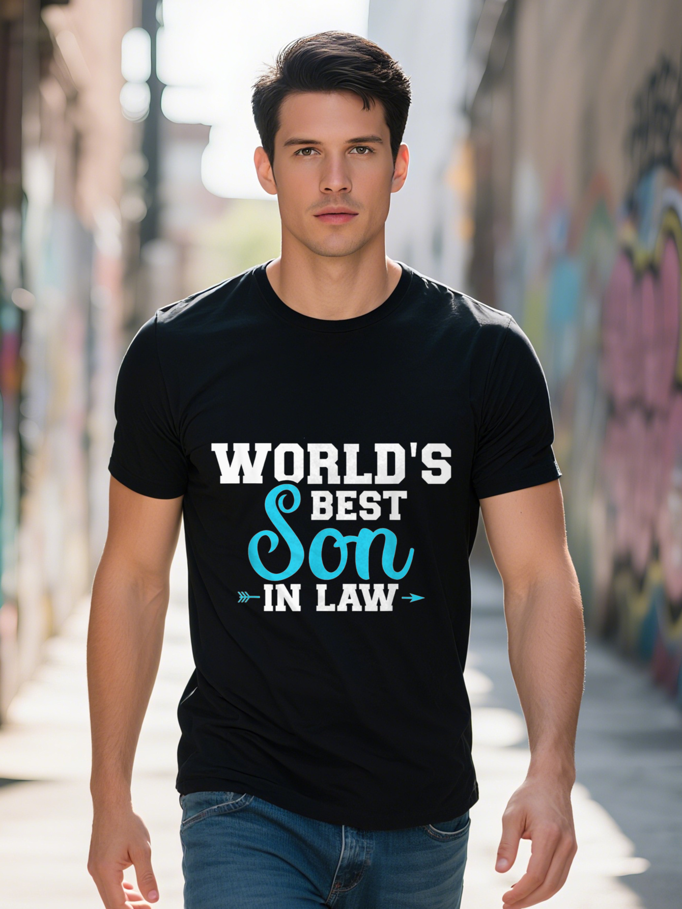 Breathable Cotton World s Best Son in Law Men s Black Casual Breathable Short Sleeve Crew Neck Machine Washable Pure Cotton T Shirt