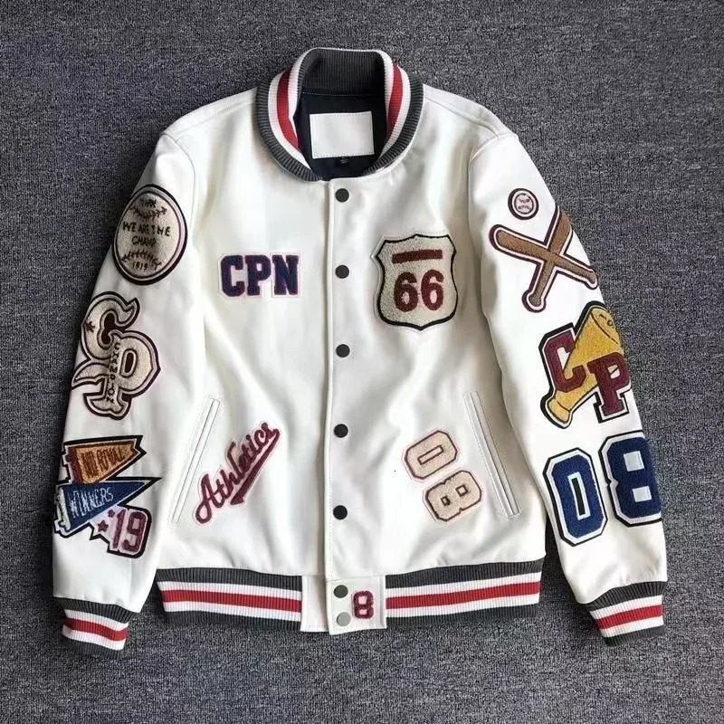 Streetwear Men Bomber Varsity Jackets Embroidery Pu Leather Jacket Baseball Motorcycle Coat Outerwear Winter Men Clothing Unisex 250731