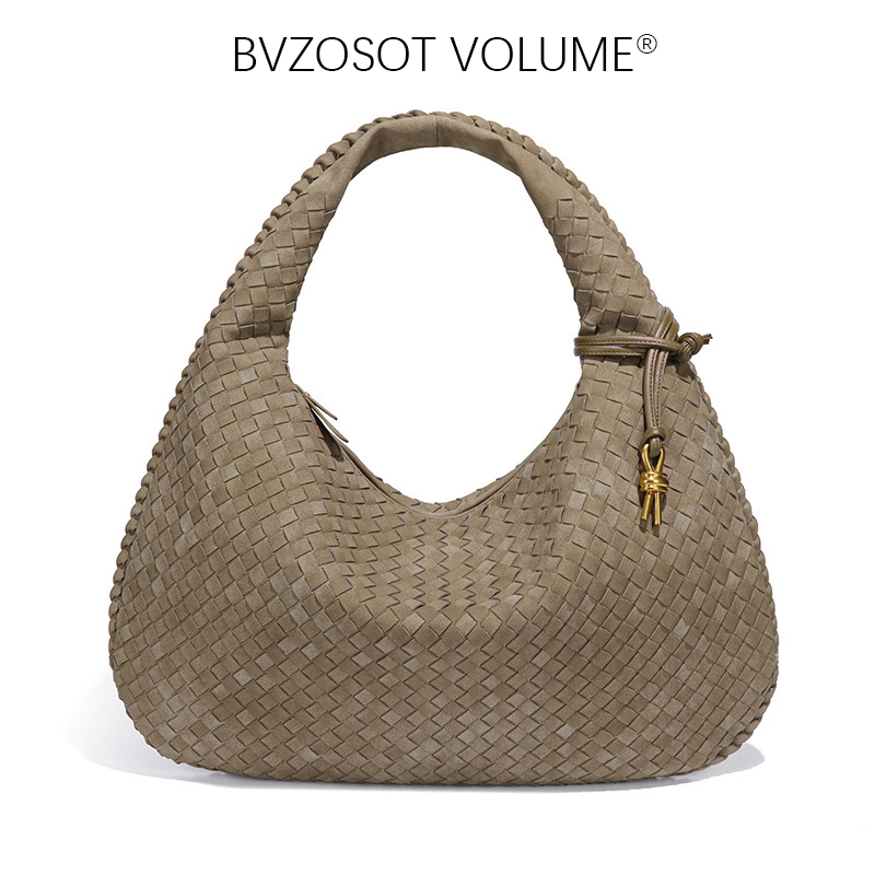 new Spring/Summer Frosted Hand - woven High - end Underarm Dumpling Bag with Large Capacity Suede Velvet Shoulder Bag