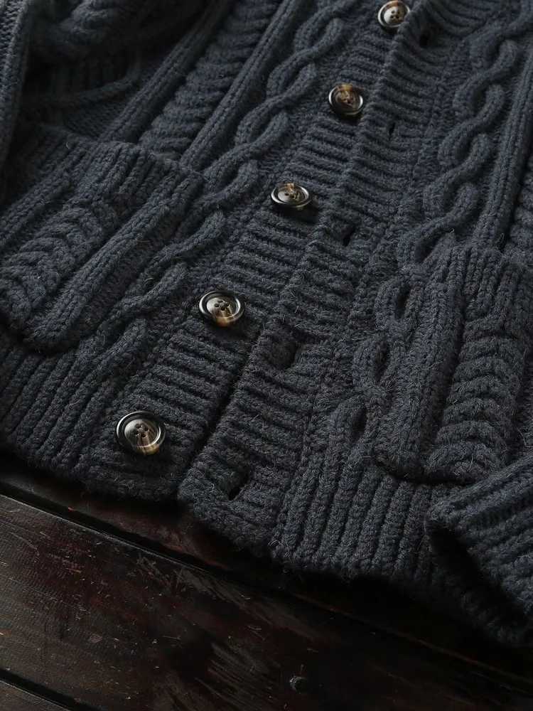 Mens Winter Italian Style Wool Sweater Thick Warm Single Breasted V-Neck Knitted Cardigan Long Sleeve Casual Vintage Knitwear XJ250805