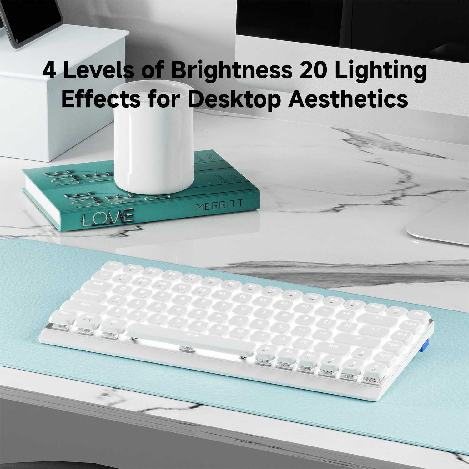 EWEADN MK84 Low-Profile Mechanical Gaming Keyboard Wireless Tri-mode Portable Stylish Design for Gaming Office Z250805