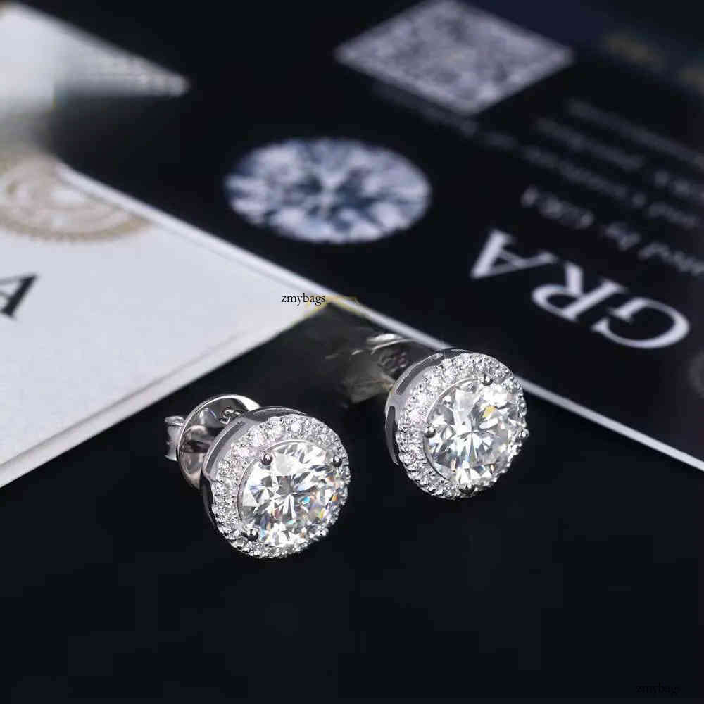 Wholesale Options Available Fine Sterling Sier 5mm 6.5mm 8mm Moissanite Halo Earrings