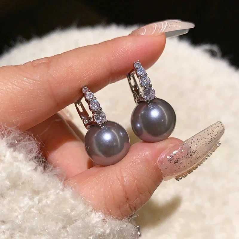 New Trend Pearl Pendant Micro-paved Zircon Silver Color Earrings for Women Light Luxury Temperament Girls Party Jewelry Gift Y250804