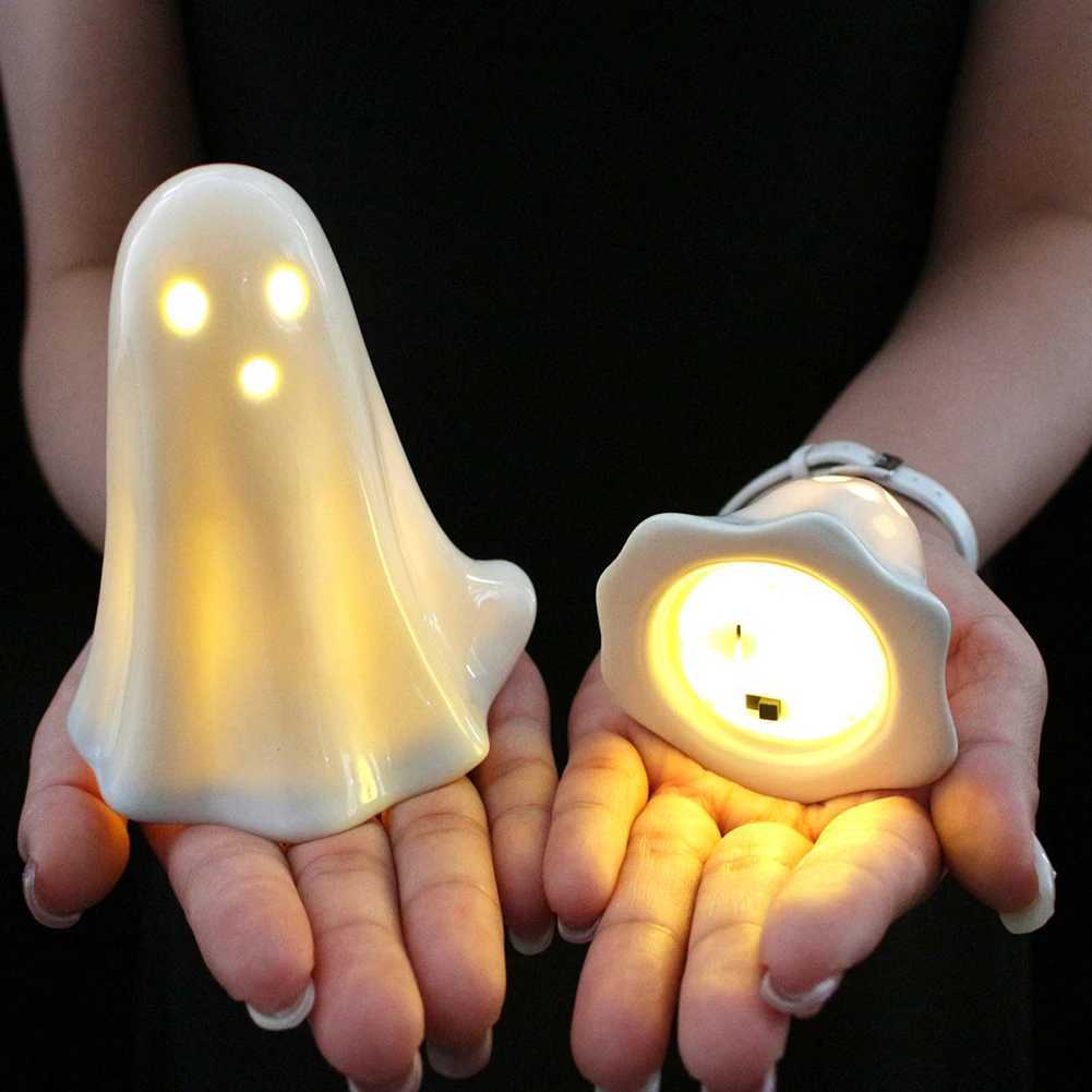 5-1pc Halloween LED Light Up Ghost Decorations Creative Glowing Ghost Ornament Handmade Illuminated Ghost Decor Desktop DecorationXJ250804