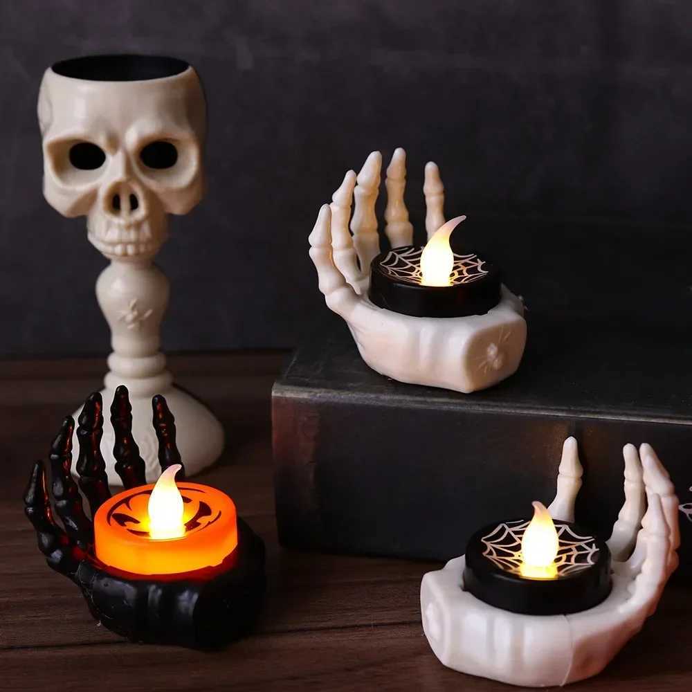 LED Candlesticks Lamp Halloween Electronic Candle Palm Rest Night Light Battery Powered For Halloween Party Decoration Supplies XJ250804
