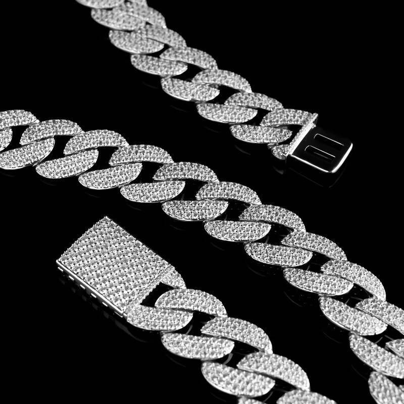 Moissanite Zircon Customizable 14k/18k Gold-Plated Cuban Link Chain Necklace Hip Hop Style with Moissanite Zircon Stone for Gift