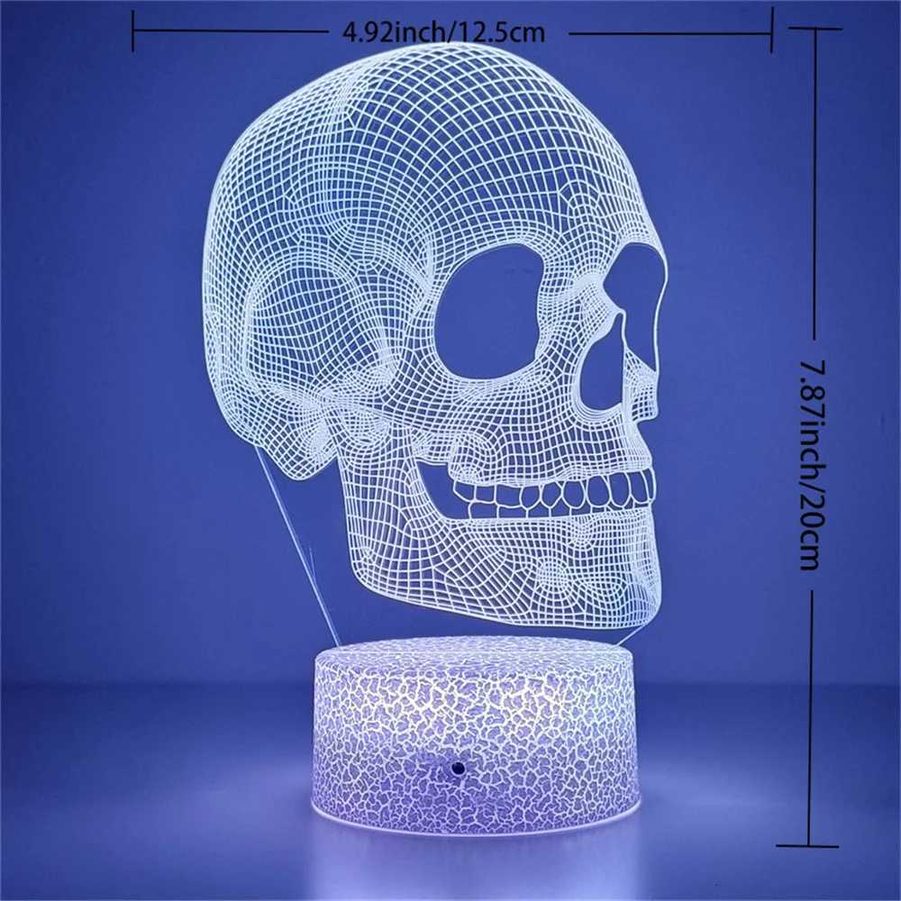 3D Skeleton Illusion Lamp LED Desk Table Lamp Skull Night Light Best Christmas Halloween Birthday Gift for Children Baby Boys XJ250804