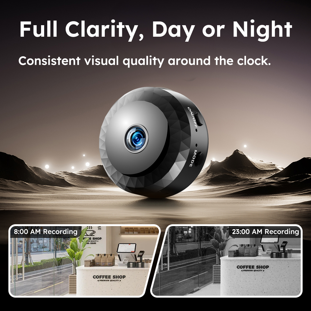 Wireless Mini WiFi Security Camera with Night Vision Motion Detection Rechargeable Battery Easy to Mount & App-Controlled