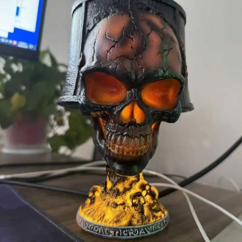 Gothic Table Lamp Halloween Skull Decor Desk Lamp Skeleton Halloween Decorations Ambient Lighting Night Light Desktop XJ250804