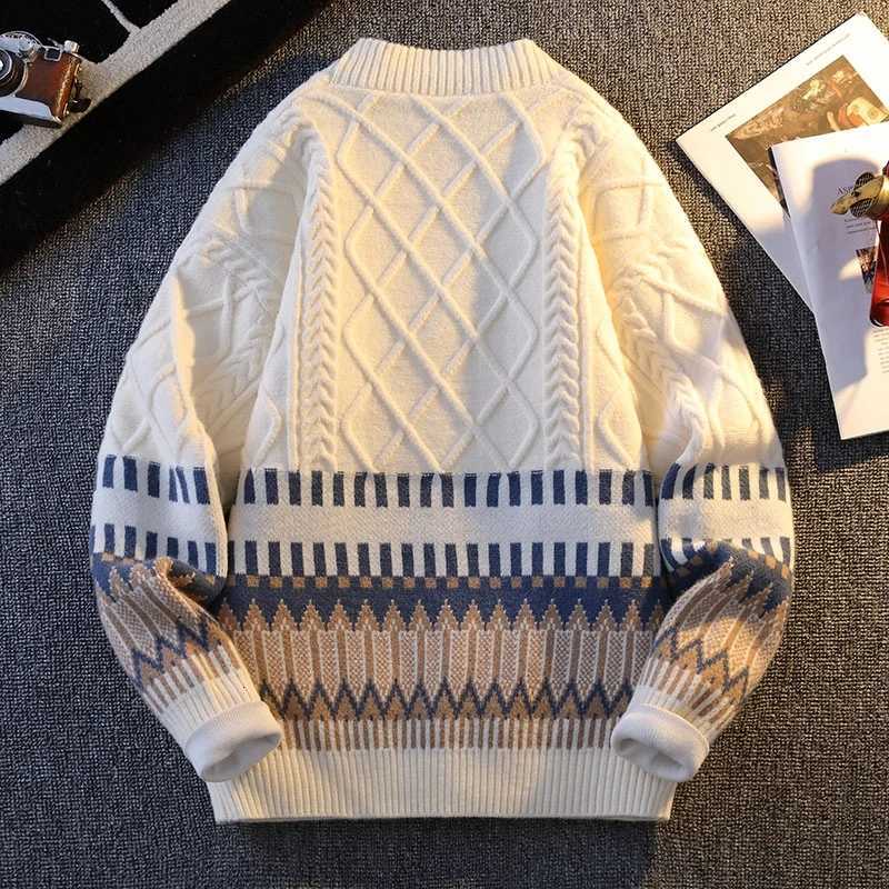 Japanese Cardigan Retro Patchwork V-neck Knitted Sweater Warm Men Women New Fashion Casual Loose Knitwear Jackets Brand Clothing XJ250805