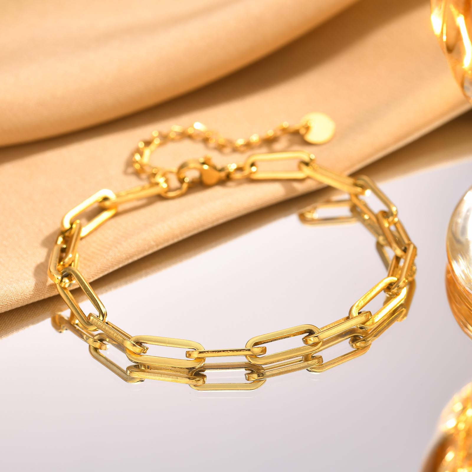 Punk Cool 5mm Paperclip Chain Bracelets for Men Women,Waterproof Rectangle Stainless Steel Links Wristband,Trendy Jewelry Gifts