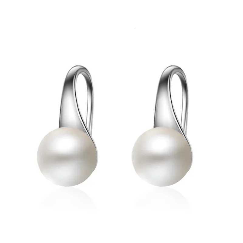 925 Silver Elegant Needle Big Clear Freshwater Pearl Earrings Round Sterling Pearl Earrings Jewelry Classic Earrings for Women Y250804