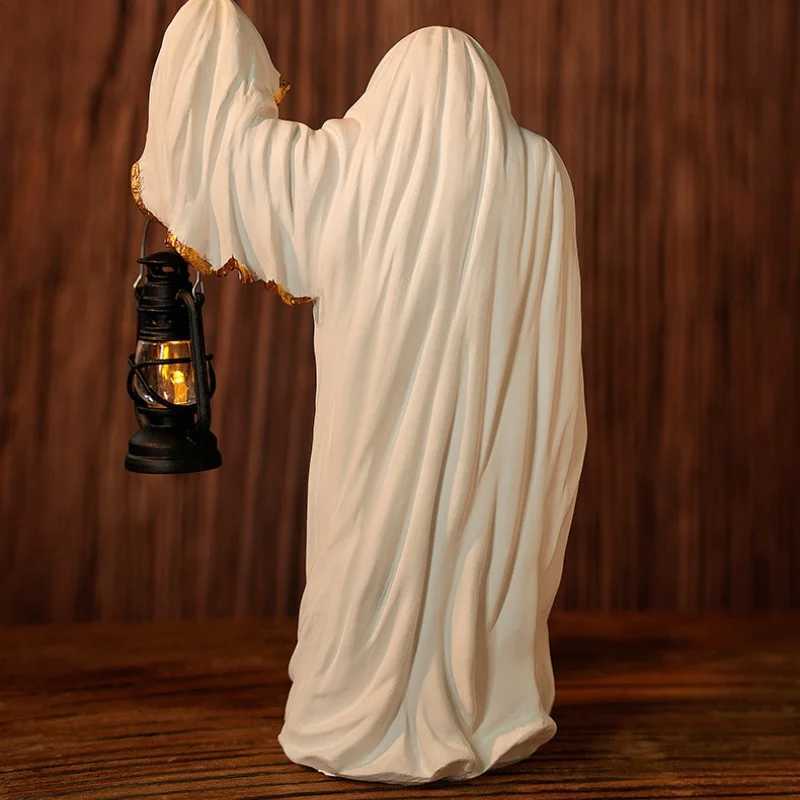 Ghost Wizard Lantern Halloween Sculpture Ornament Day Of The Dead Party Sculpture Ornament Black-Robed Wizard Gift XJ250804