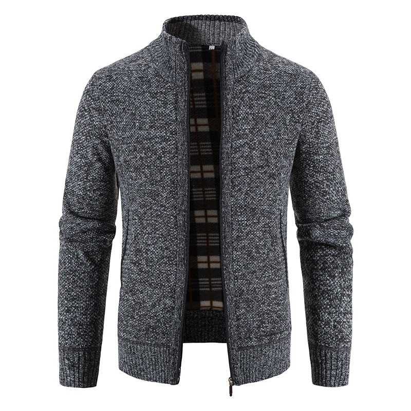 Mens Cardigan Turn-down Collar Knitting Sweater Slim Fit Solid Color Zipper Fleece Outerwear Mens Top Clothing XJ250805
