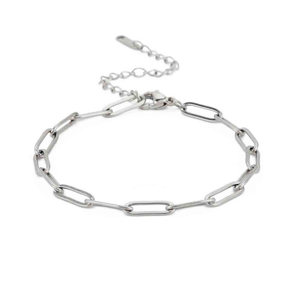 Punk Cool 5mm Paperclip Chain Bracelets for Men Women,Waterproof Rectangle Stainless Steel Links Wristband,Trendy Jewelry Gifts