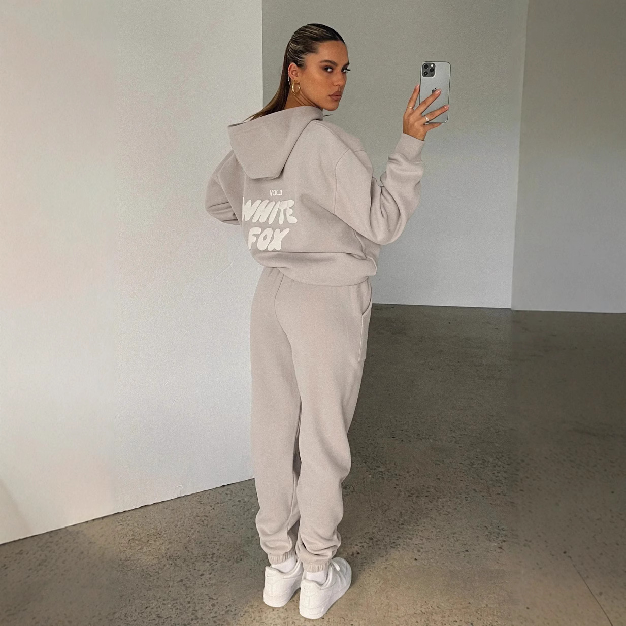 Free Shipping Designer Hoodie Loose Hooded Women's Sportswear, Autumn And Winter Oversized Wool Lined Thick Jacket, Lazy Style Two-piece Set