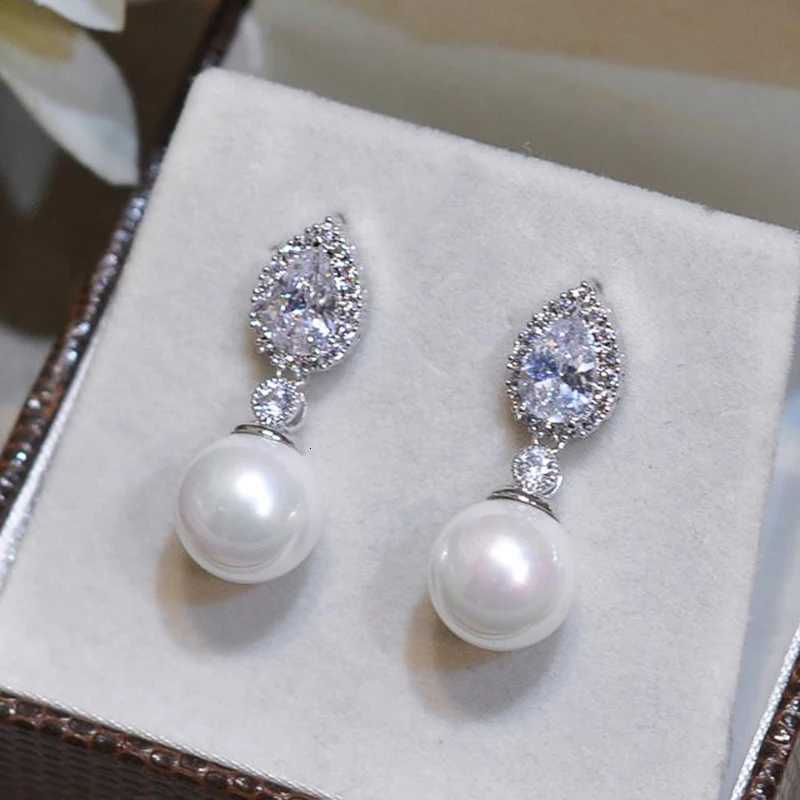 8 Fashion Luxury Bride Wedding Earrings Modern Design Pear Cubic Zirconia with Imitation Pearl Earrings for Women Jewelry Y250804