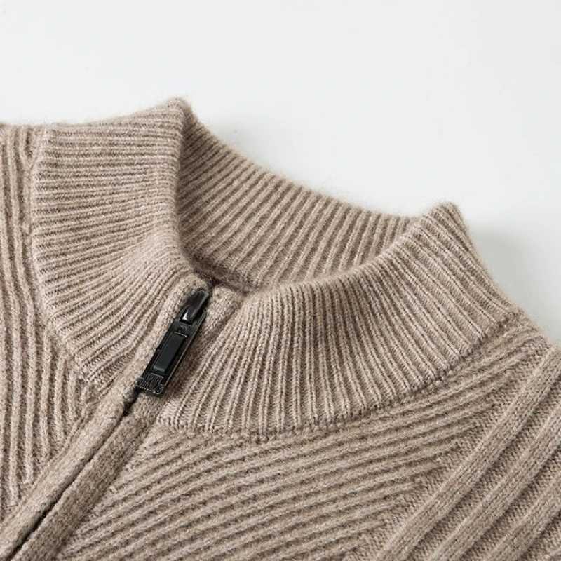 Half High-collar Zip Knit Autumn and Winter New Product 2024 Mens Stretchable Warm Knit Cardigan Daily Commute Sweater.XJ250805