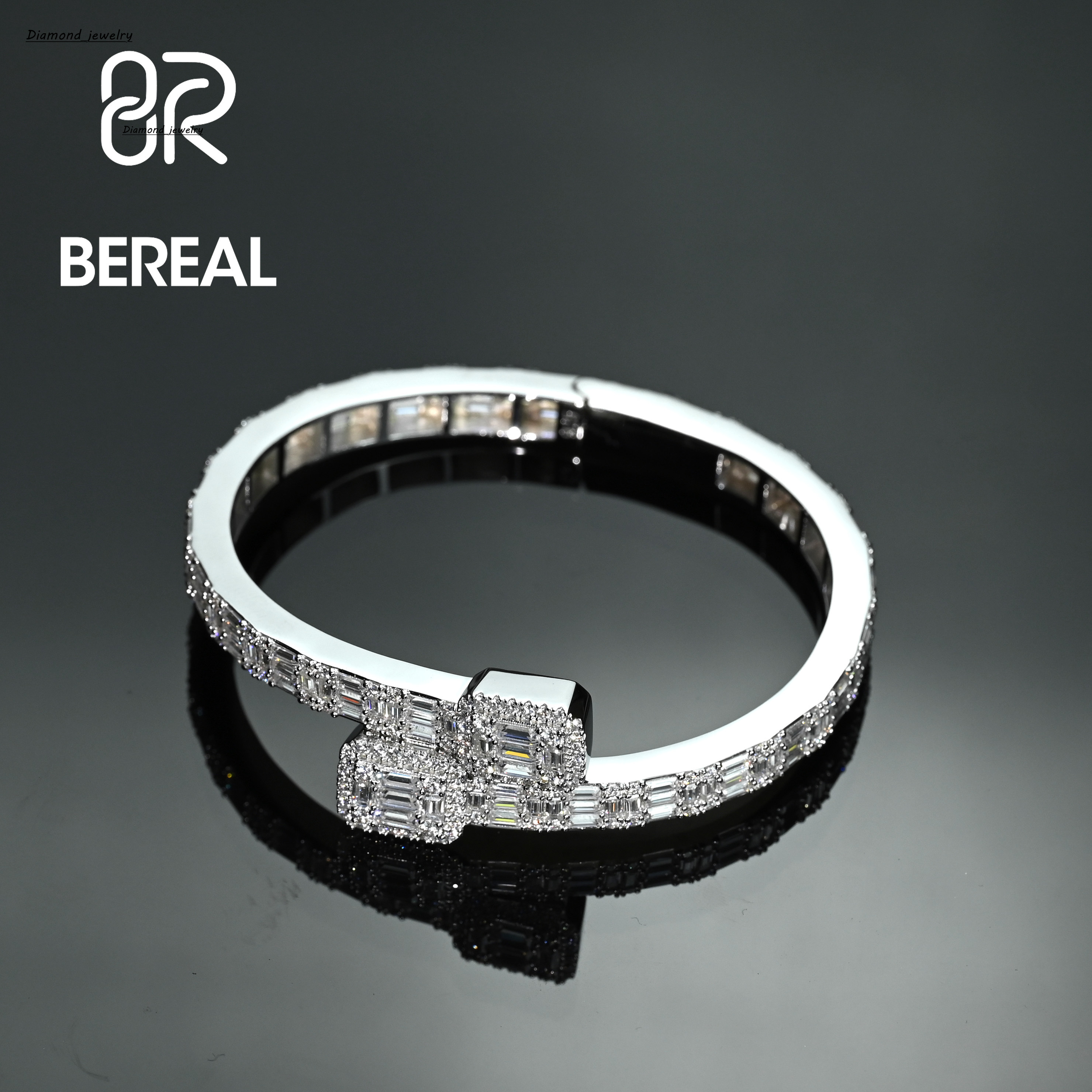 Wholesale Lab Grown Diamond Bangle Iced Out Round Brilliant Cut 10K 14K 18K Solid Gold Bangle for Men Women