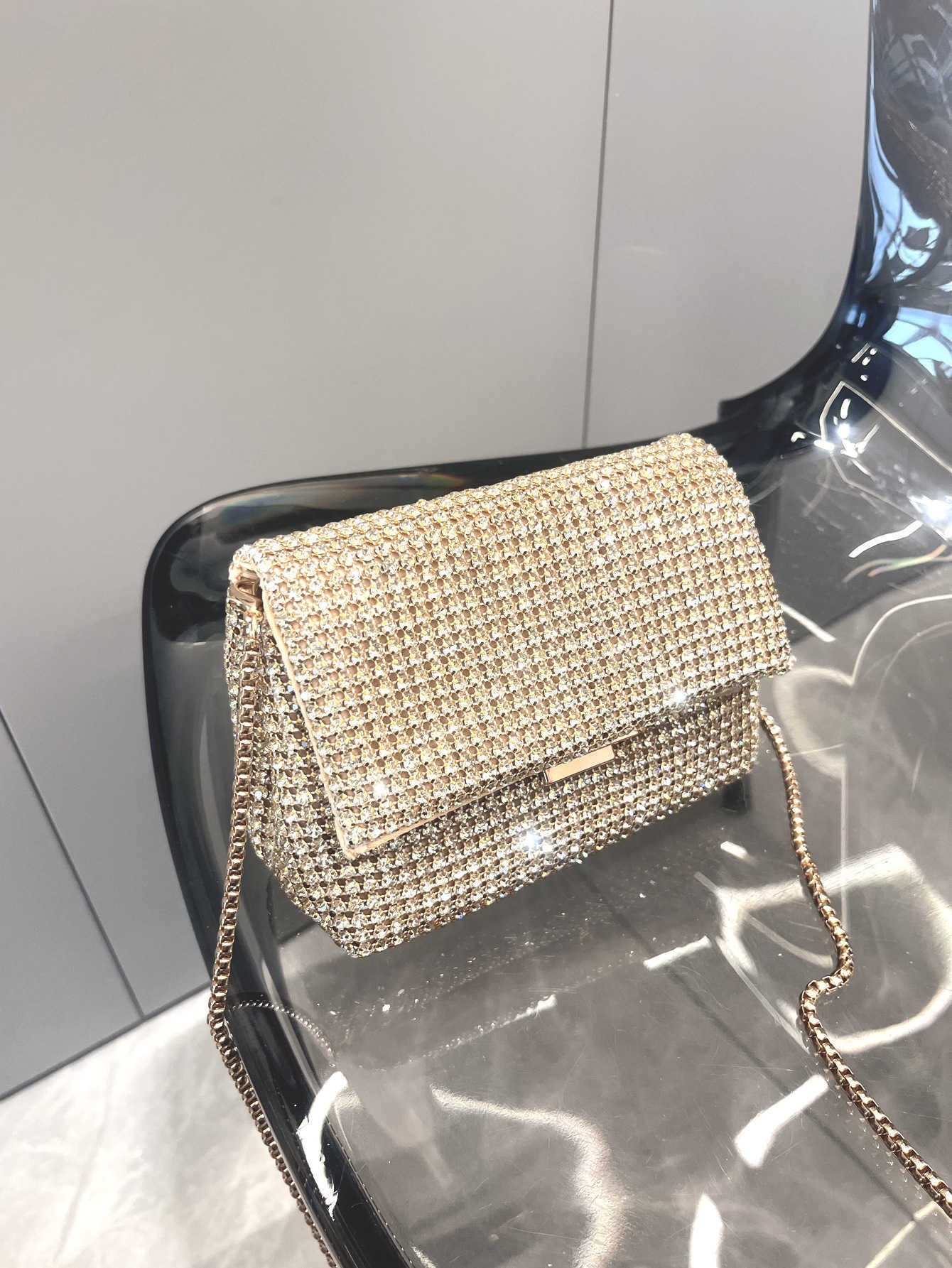 Crossbody bag designer bags Women's Bag 2024 New Rhinestone Single Shoulder Crossbody Bag Chain Square Bag 5cm King Rhinestone Small Bag