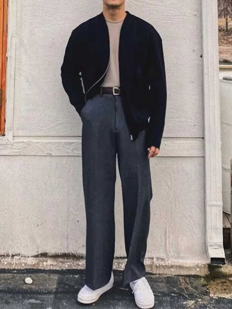 Outdoor Casual Solid Color Knitted Mens Jacket Autumn Fashionable Slim Fit Zip-Up Cardigan Tops Mens Vintage Long Sleeve Coats XJ250805