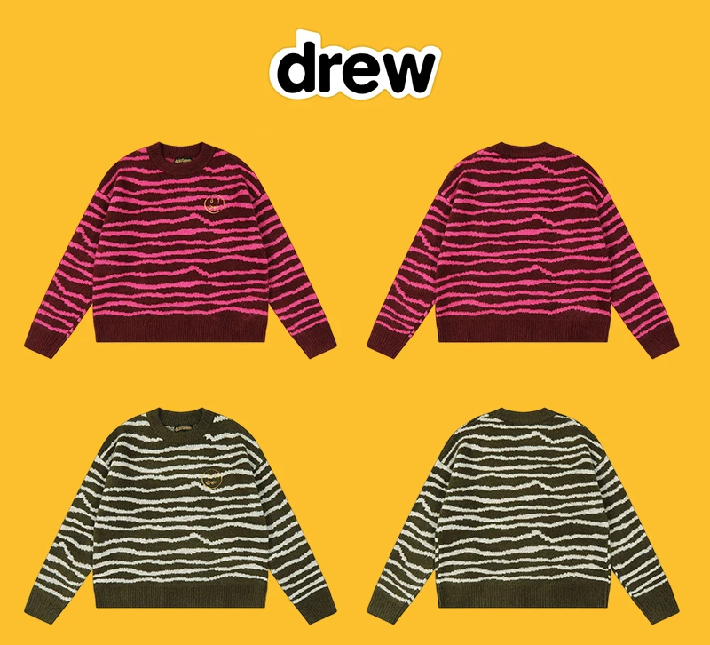 Drew House Embroidered logo thickened long-sleeved warm sweatshirt Women Men Hip Hop Pullover Sweatshirt Unisex Couple