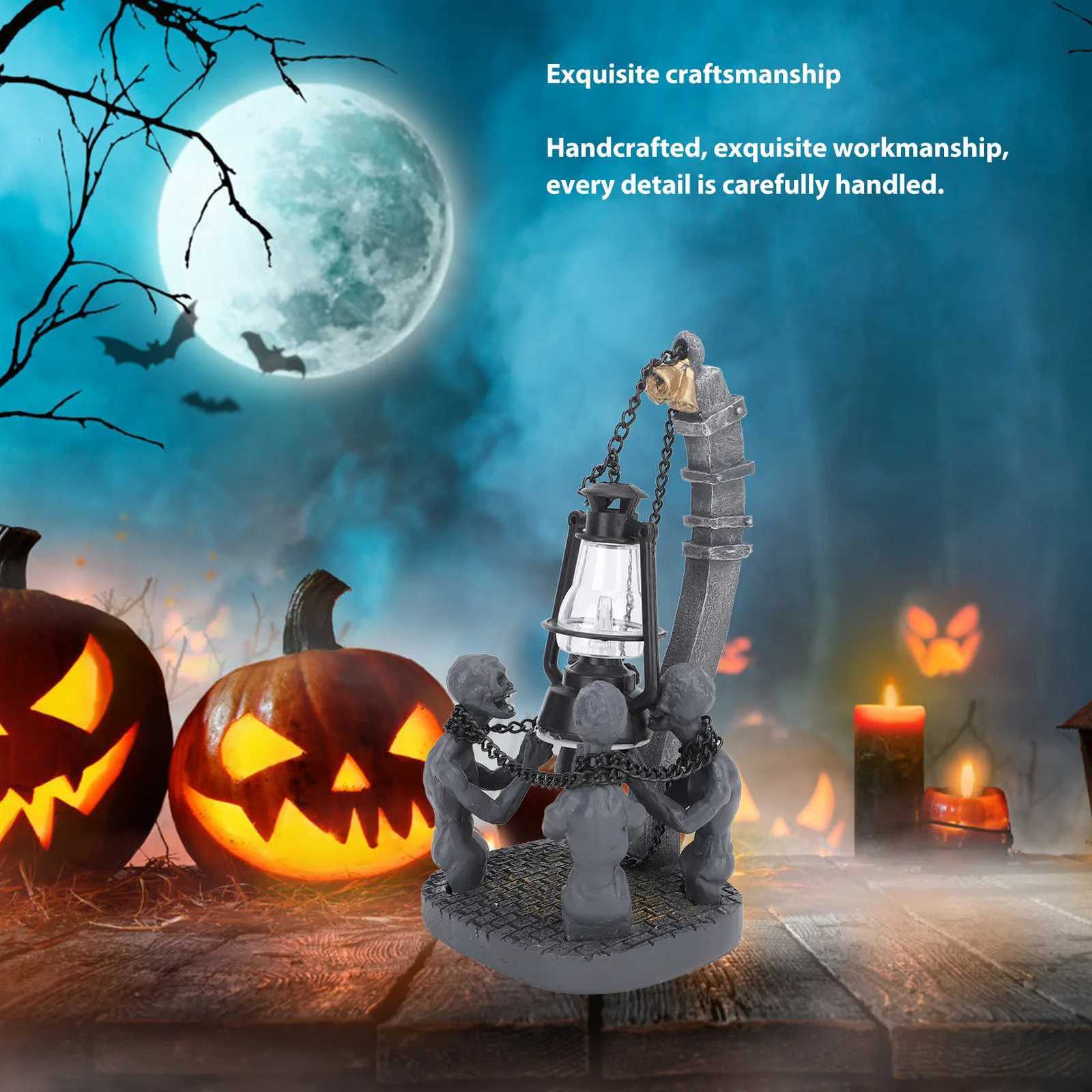 Four Skulls LED Lights Ornament Halloween Resin Decoration Compact Exquisite Skull Lamp Statue for Desktop XJ250804