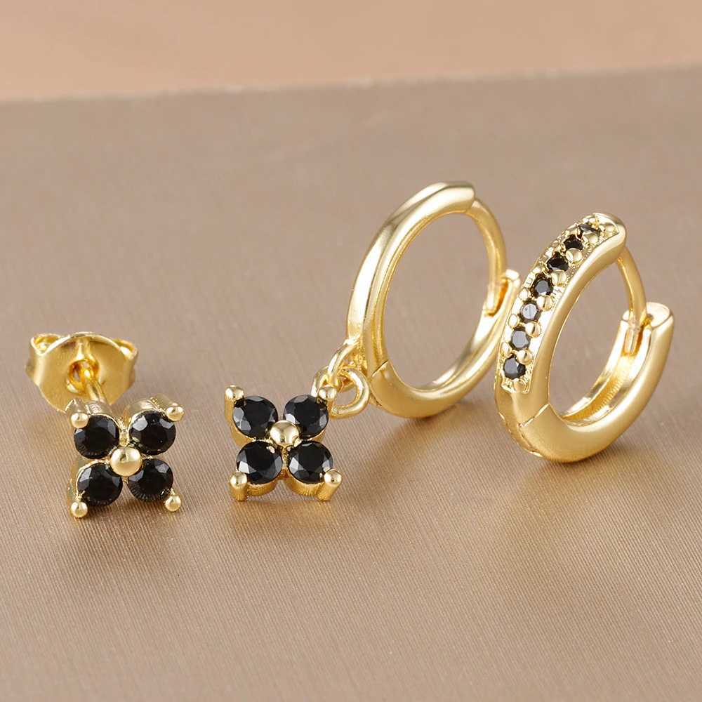 3PCS Korean Stainless Steel Sparkling Zircon Hoop Earrings Set for Women Geometric Cartilage Piercing Earring Fashion Jewelry Y250804