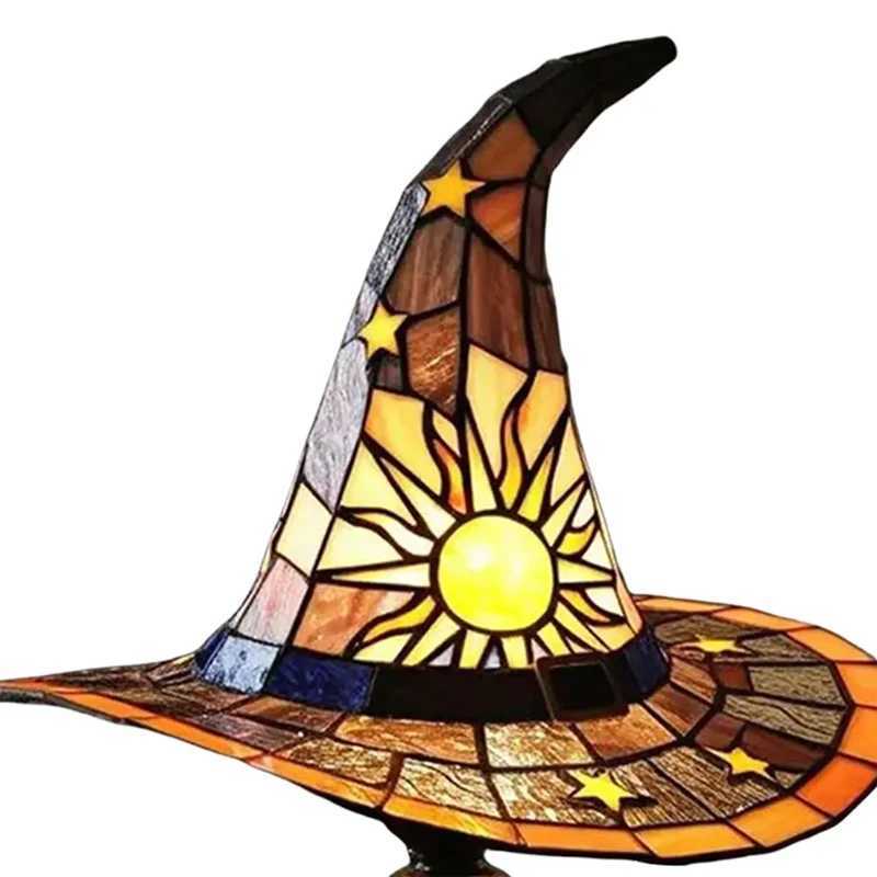 witch hat lamp stained glass witch hat lamp USB powered creative table lamp night light for living room and bedroom decoration XJ250804