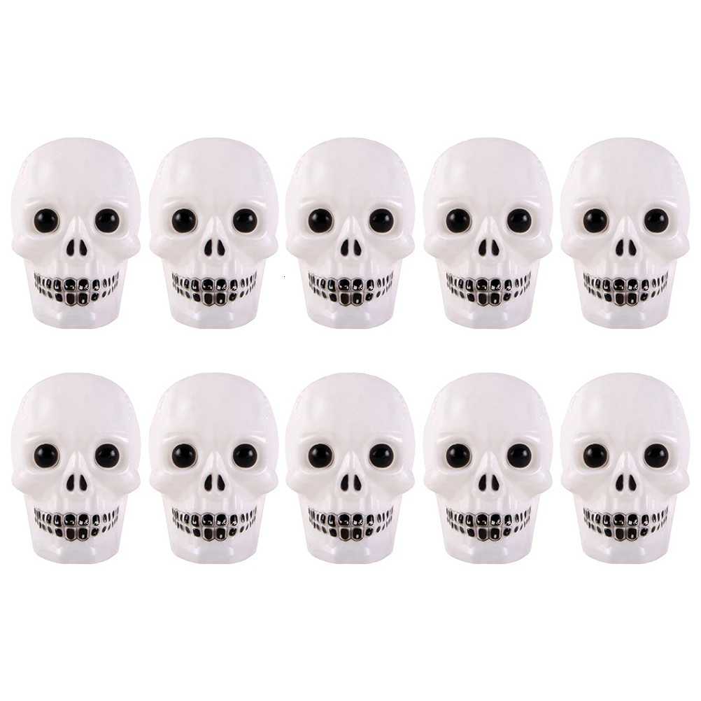 10pcs LED Skull Lamp Color Changing Night Light Powered Halloween Bedroom Decor Small Ghost Head Seven Color Gradient XJ250804