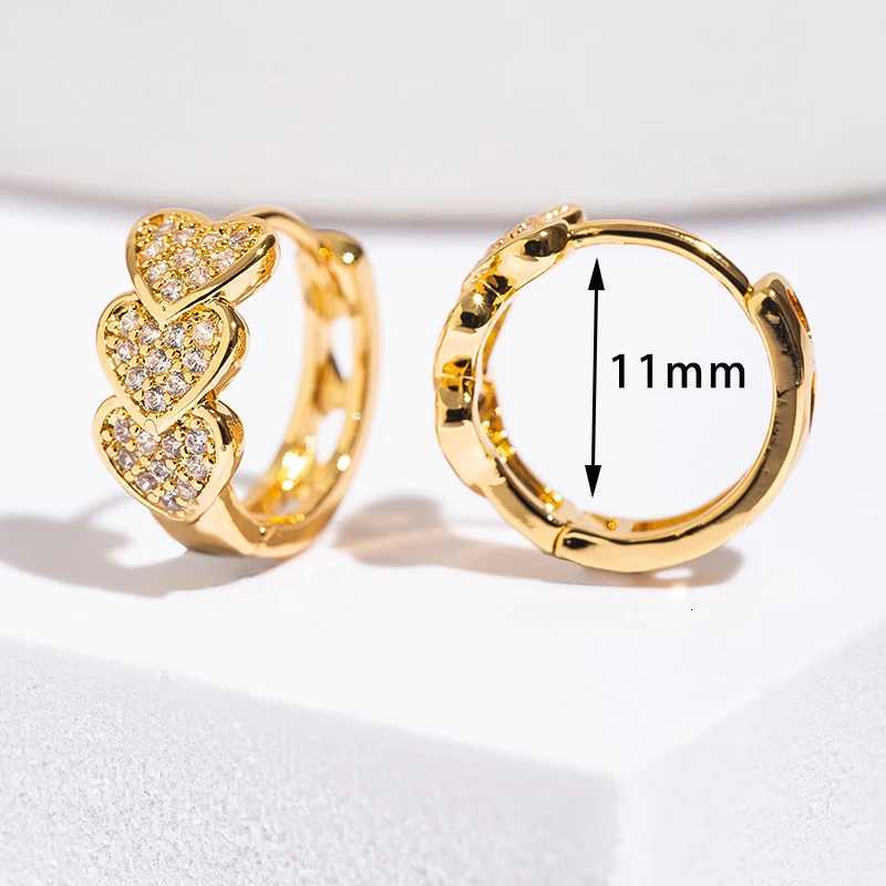 2024 Trending Stainless Steel Zircon Heart Earrings for Women Gold Color Plated Hoop Earrings Jewelry Gifts Y250804