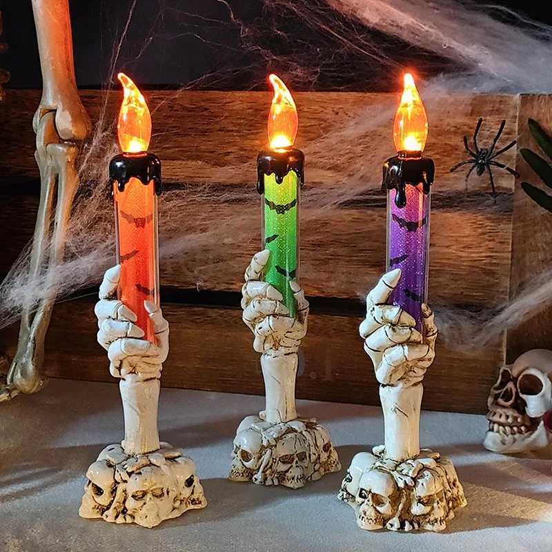 Glowing Candles Decorative Table Lamps Skull Lanterns Party Camping Haunted House Decorations Halloween Decorations XJ250804