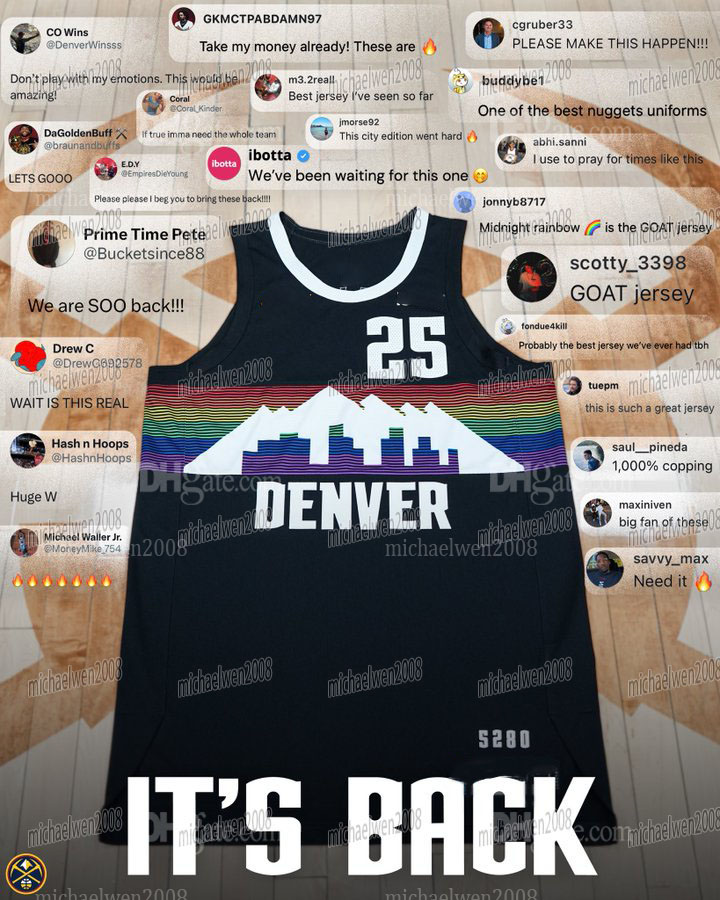 Denverss Nugget 2025 Rainbow Skyline City Edition Jersey Jokic Jamal Murray Gordon Peyton Watson Christian Braun Russell Westbrook