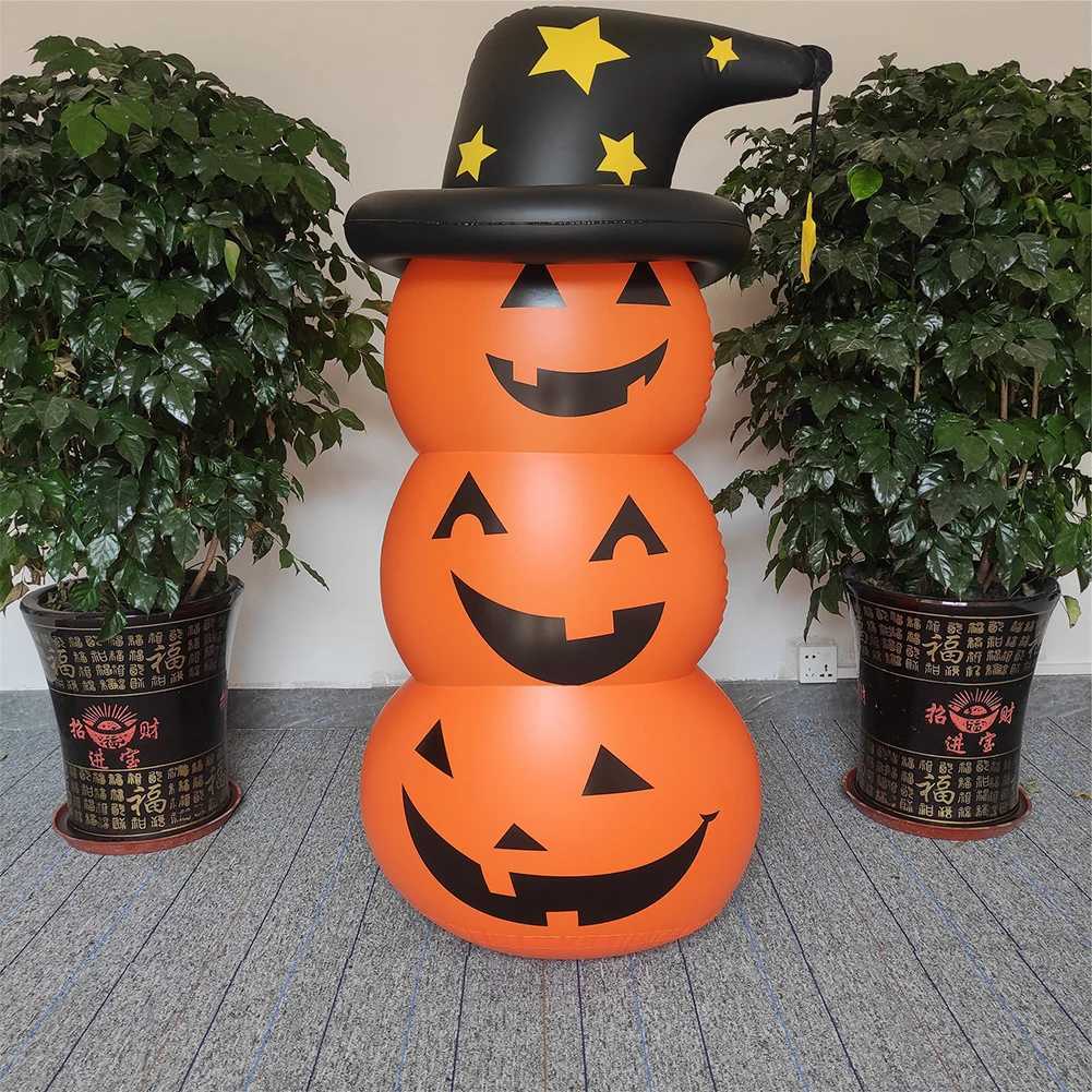 Halloween Standing Inflatable Pumpkin Scary Inflatable Pumpkin Ghost Windproof Festival Theme Indoor Outdoor Garden Decorations XJ250804