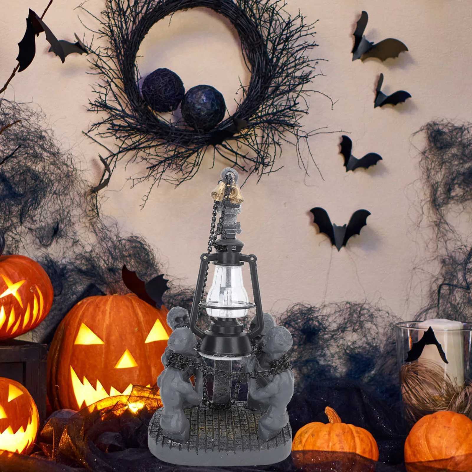 Four Skulls LED Lights Ornament Halloween Resin Decoration Compact Exquisite Skull Lamp Statue for Desktop XJ250804