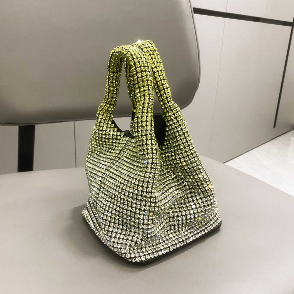 designer bag Women's bag 2025 Rhinestone bag gradually changing color Portable bucket bag Single shoulder diagonal chain bag Small bag Handbag