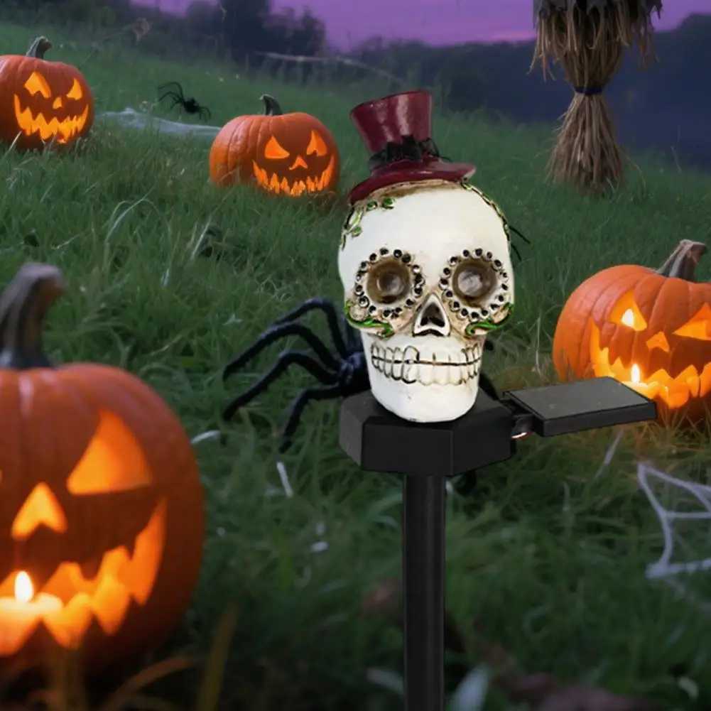 Autumn Patio Display Lights Halloween Solar Pumpkin Skull Pathway Lights for Outdoor Yard Decoration Waterproof Jack-o-lantern XJ250804