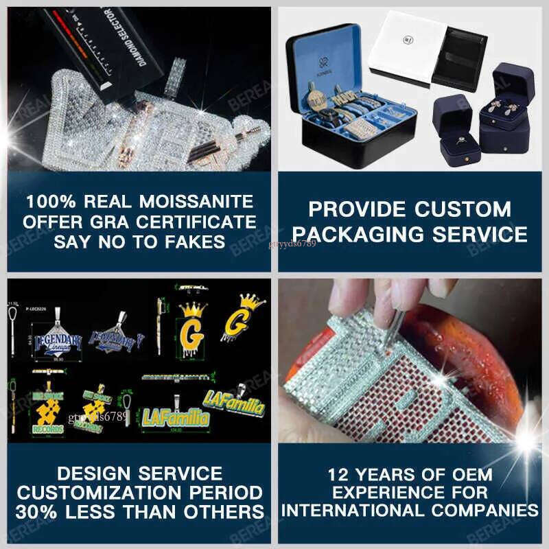 Designer Moissanite Dia Necklace for Mens Cuban Chain Pendant Custom 4 Inches Iced Out 3d Sier Initial Vvs Link Hip Hop Jewelry Men Gift Fashion Olc0