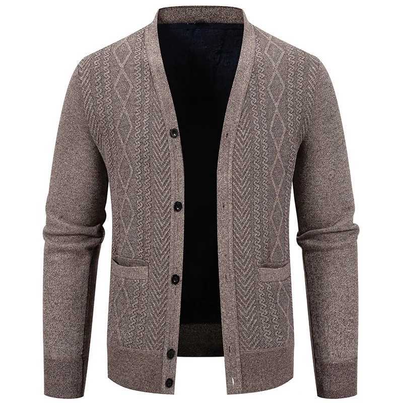 Autumn Men V-neck Plaid Cardigans Business Casual Knitwear Sweaters Quality Male Outerwear Slim Sweatercoats Cardigans Size 3XXJ250805