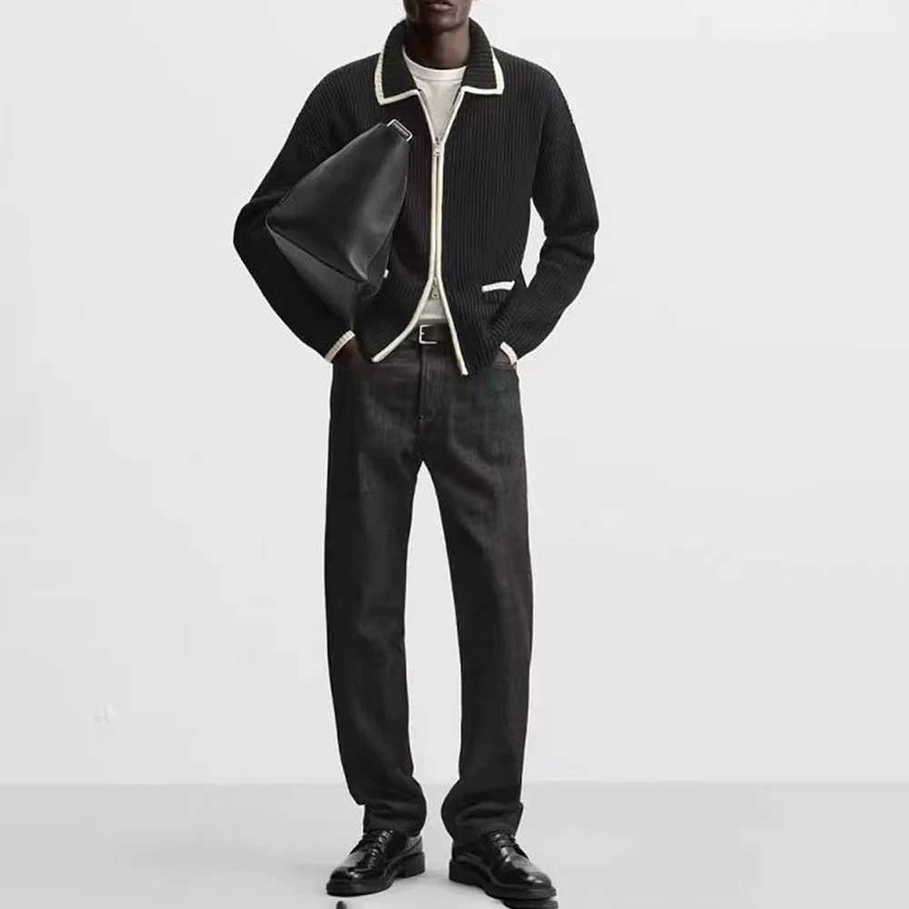 Mens Sweater Zipper Contrast Color Casual Cardigan Spring Streetwear Grunge Old Money Men Valentines Sweater Mens Wear 2025 New XJ250805
