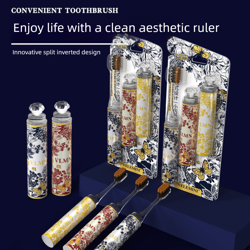 New High-end Gift Box Portable Lipstick Tube Women's Household Gum Care Tooth Cleaning Hotel Business Trip Soft-bristled Toothbrush