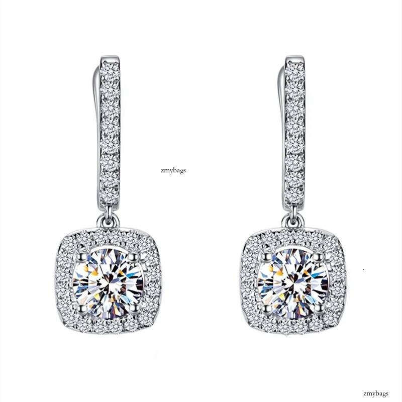 Rulalei Drop Ship Dangle Earrings Noble Jewelry Sparkling Handmade Sterling Sier Round White 5A Zircon CZ Dia Party Gorgeous Lady Clip Earring Gift