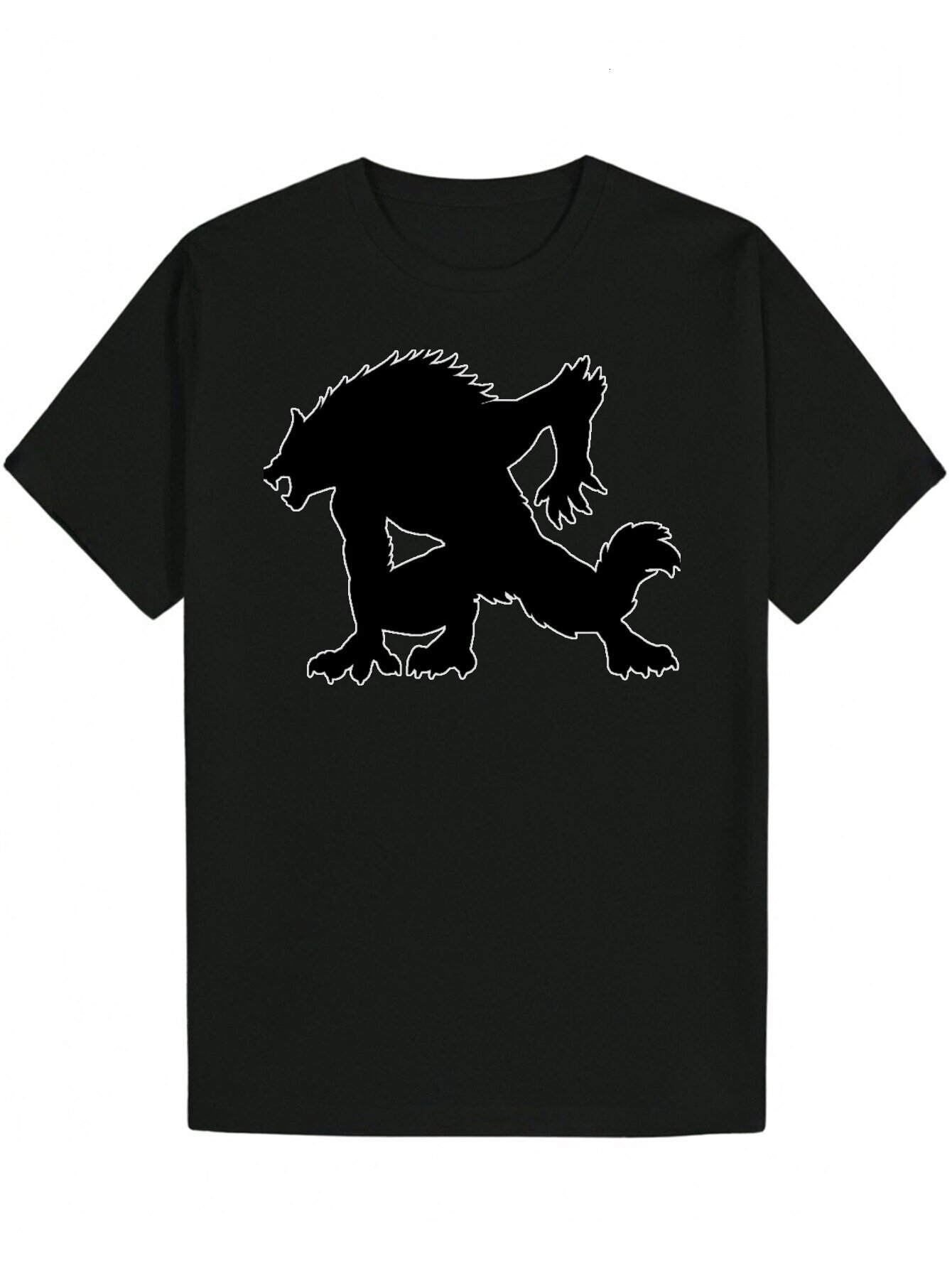 Men's Black Casual Summer T-Shirt, Bold Animal Print - Round Neck, Short Sleeve, Polyester Knit Fabric, Machine Washable fa739